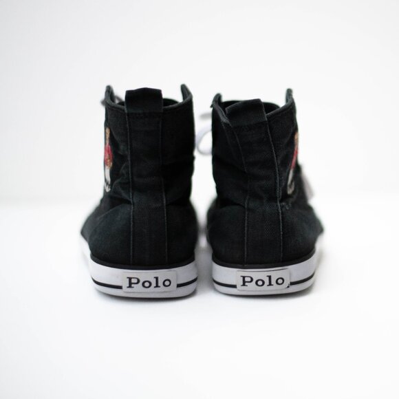Polo Ralph Lauren Hamptyn Polo Bear High-Top Sneakers Mens 6/25cm Canvas Lace-Up - Picture 4 of 10